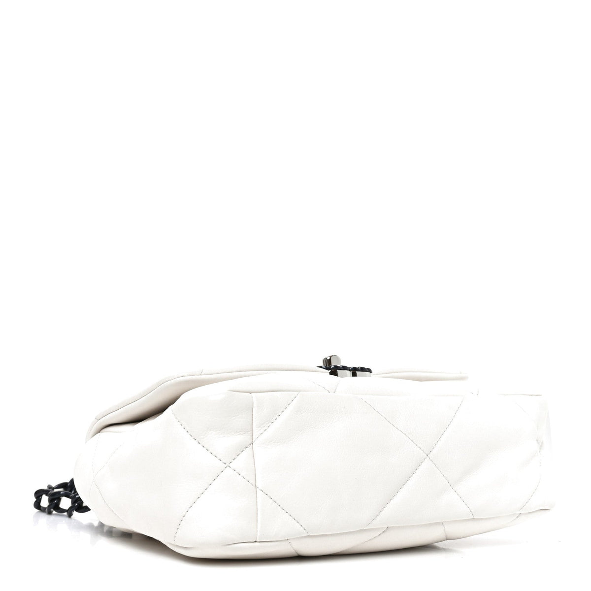 Medium Quilted Calfskin Flap Shoulder Bag - White