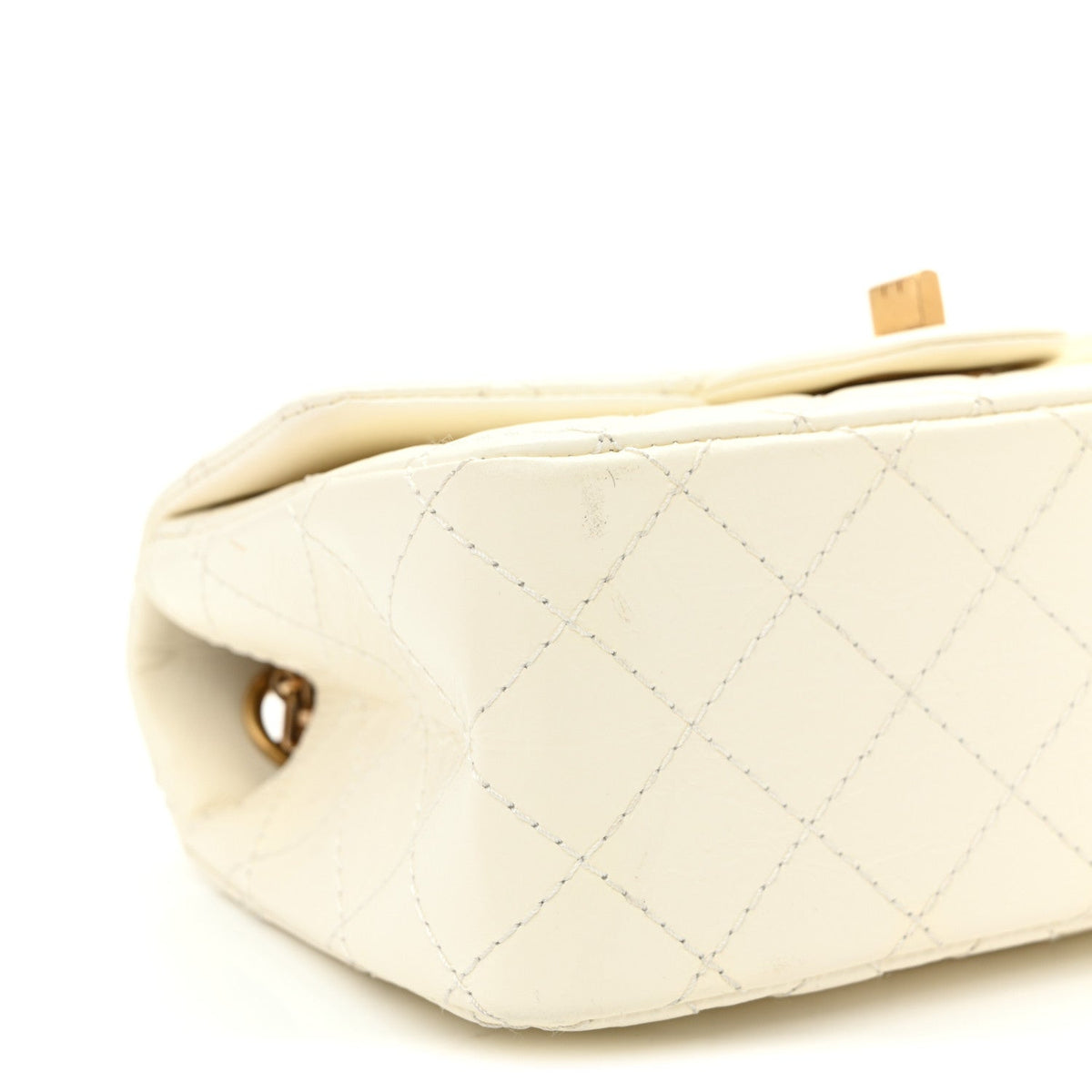Mini Quilted Calfskin Flap Shoulder Bag - White