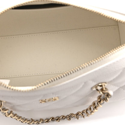 Quilted Caviar Clutch Bag - White