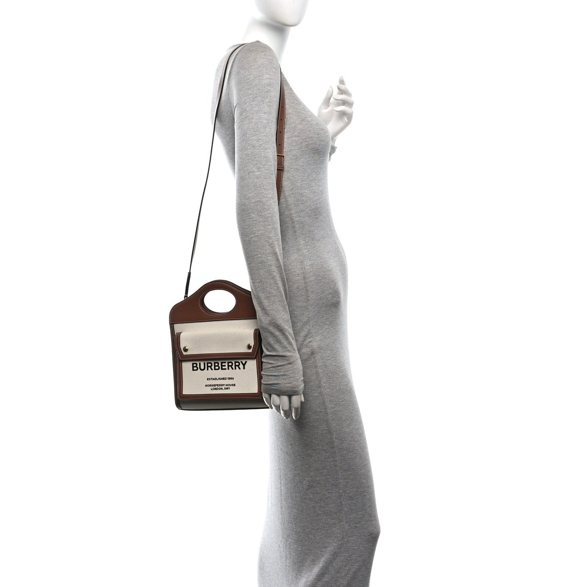 Mini Calfskin Canvas Handbag - Natural