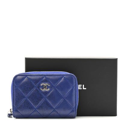 Quilted Lambskin Wallet Bag - Blue
