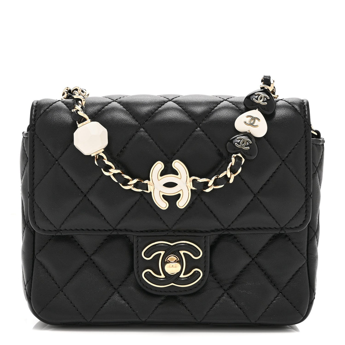 Mini Quilted Lambskin Flap Shoulder Bag - Black