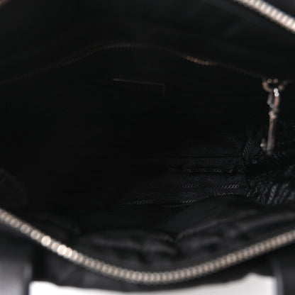 Quilted Nylon Tote Bag - Black