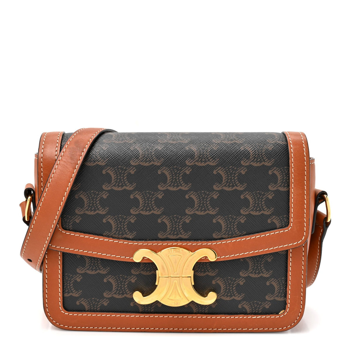 Calfskin Canvas Handbag - Tan