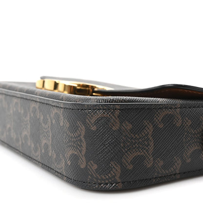 Calfskin Canvas Shoulder Bag - Tan