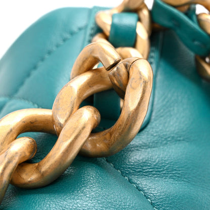 Large Quilted Lambskin Flap Shoulder Bag - Green
