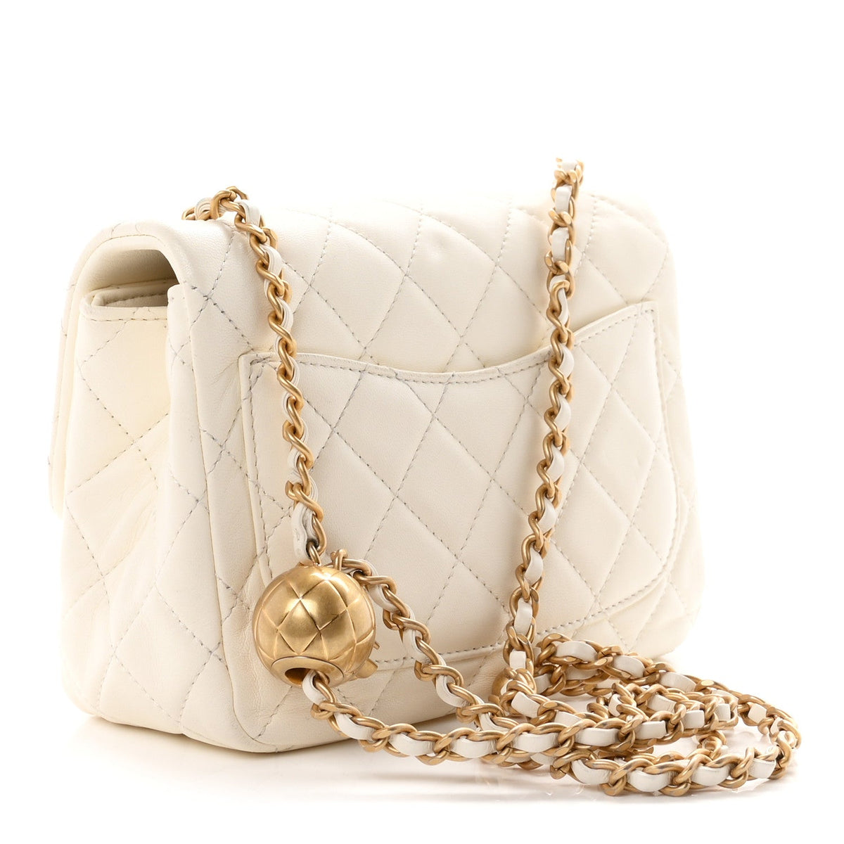 Mini Quilted Lambskin Flap Shoulder Bag - White