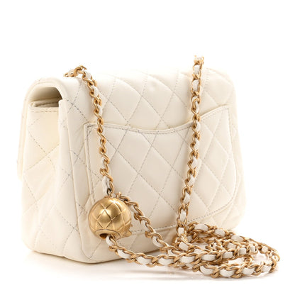 Mini Quilted Lambskin Flap Shoulder Bag - White