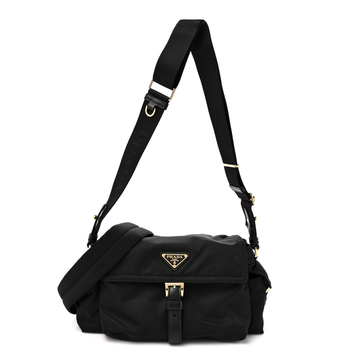 Medium Nylon Shoulder Bag - Black