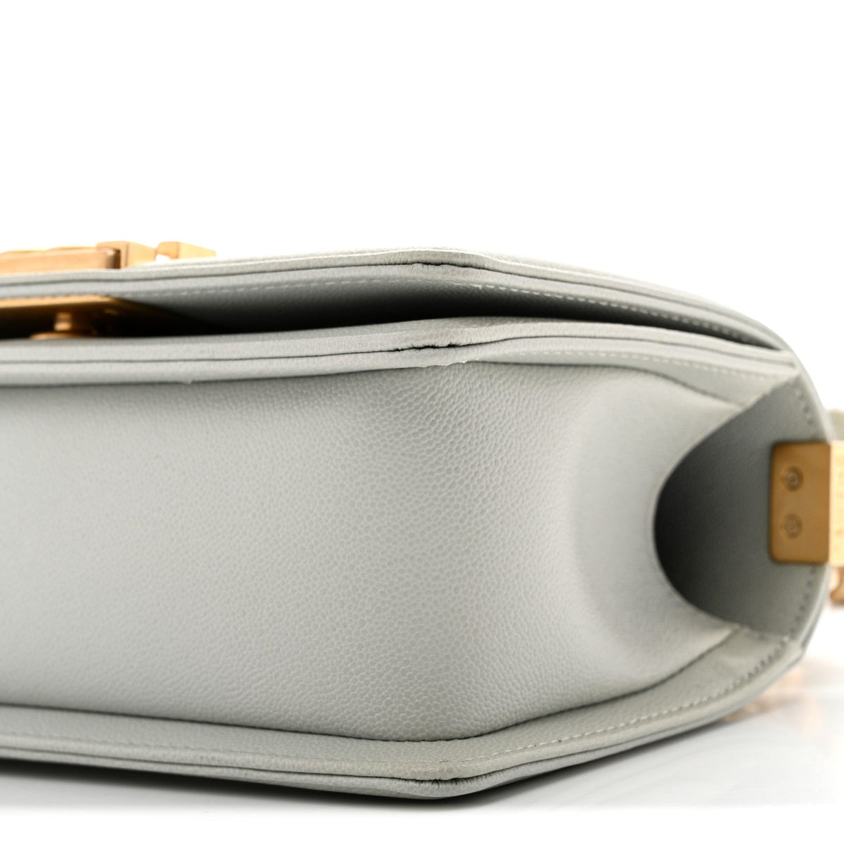 Small Quilted Caviar Flap Shoulder Bag - Grey