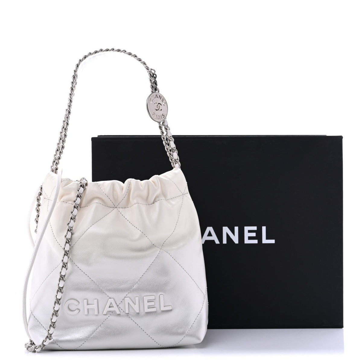 Mini Quilted Calfskin Handbag - White