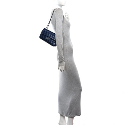 Quilted Lambskin Flap Shoulder Bag - Blue