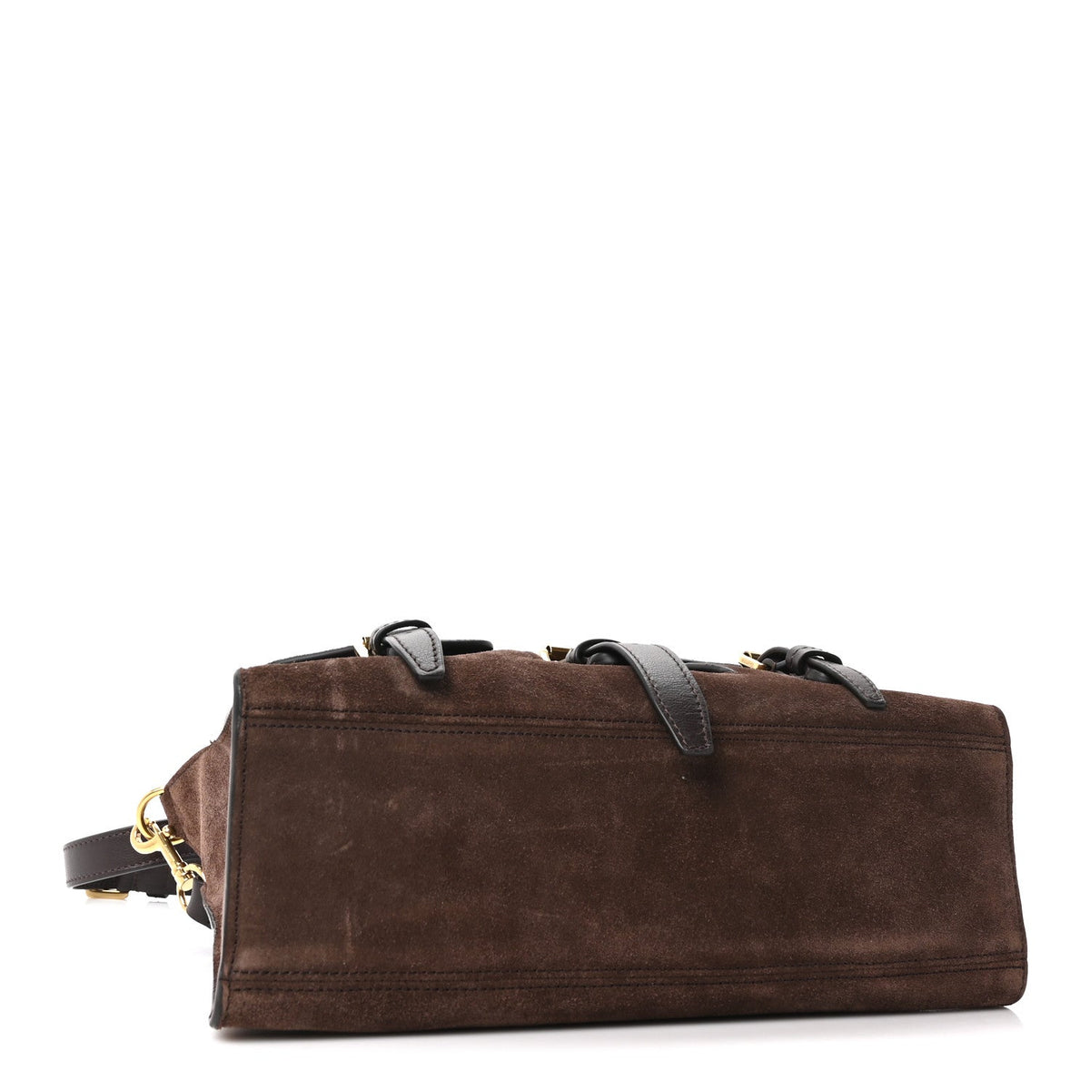 Small Suede Satchel Bag - Chocolate
