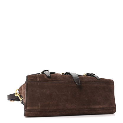 Small Suede Satchel Bag - Chocolate