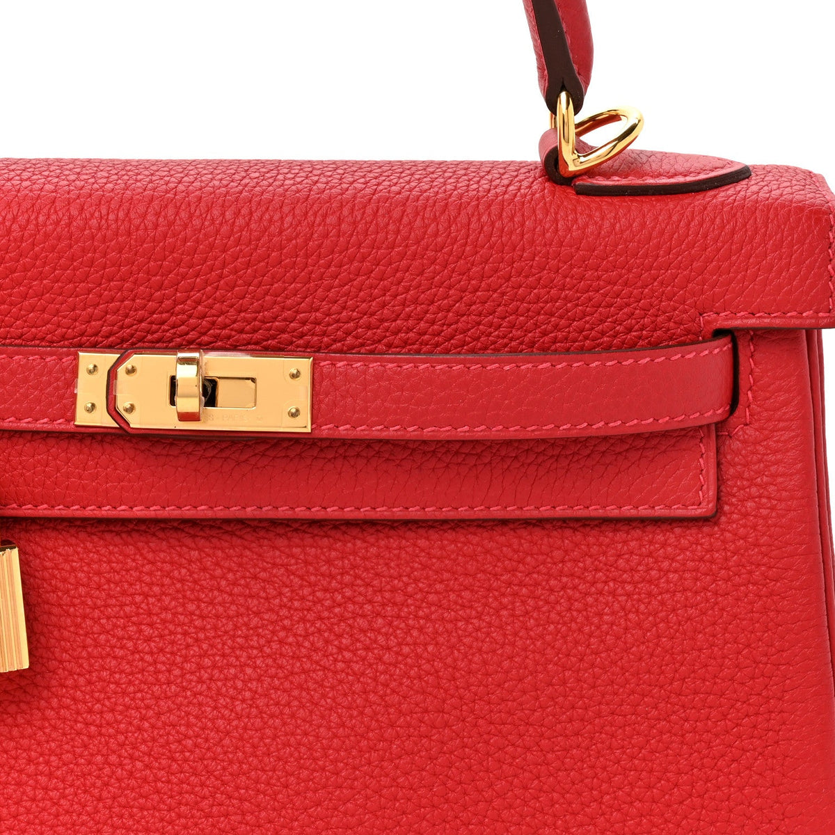 Togo Kelly Retourne 25 Rouge Casaque Handbag