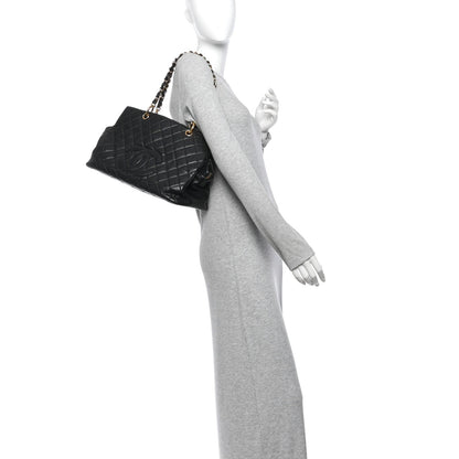 Quilted Caviar Tote Bag - Black