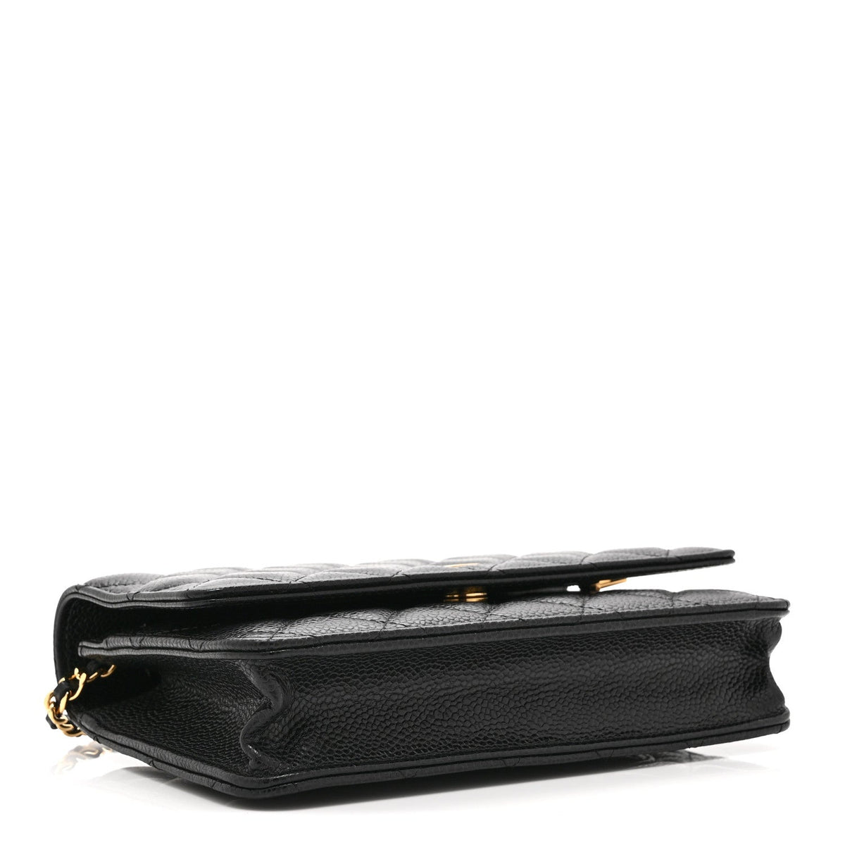 Quilted Caviar Wallet Bag - Black