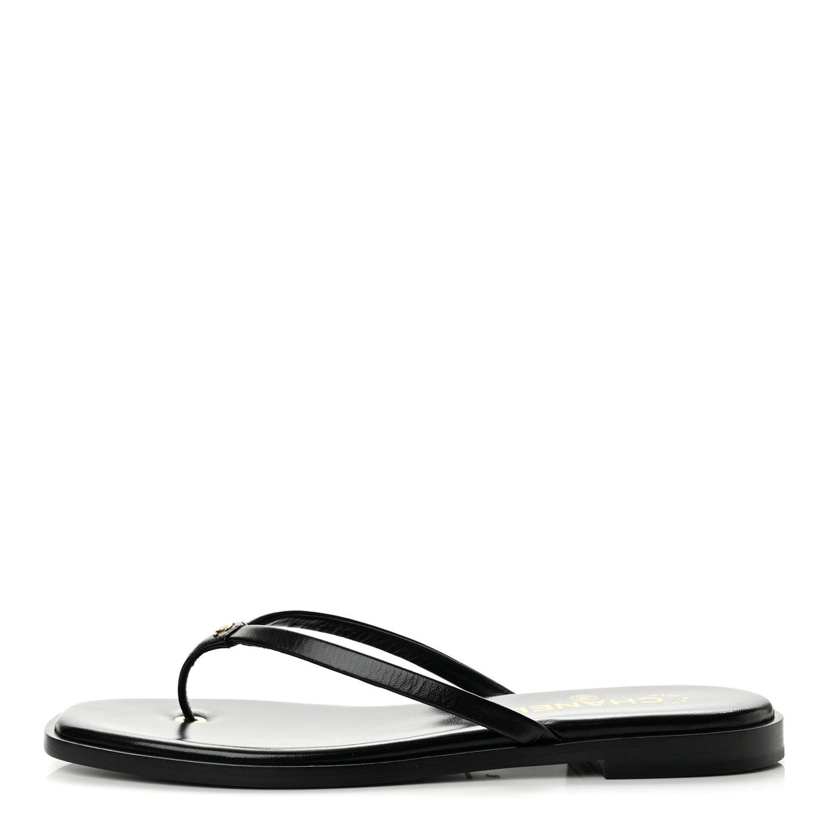 Goatskin CC Times Square Thong Sandals Black