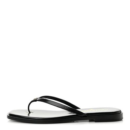 Goatskin CC Times Square Thong Sandals Black