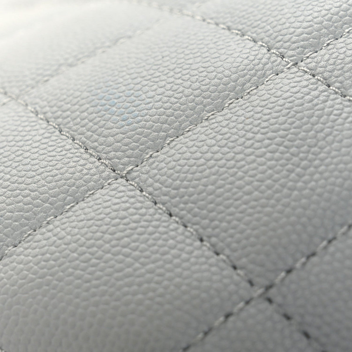 Small Quilted Caviar Tote Bag - Grey