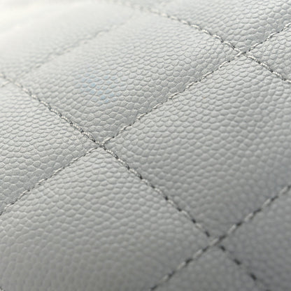Small Quilted Caviar Tote Bag - Grey