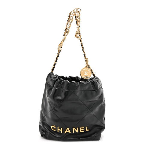 Mini Quilted Calfskin Handbag - Black