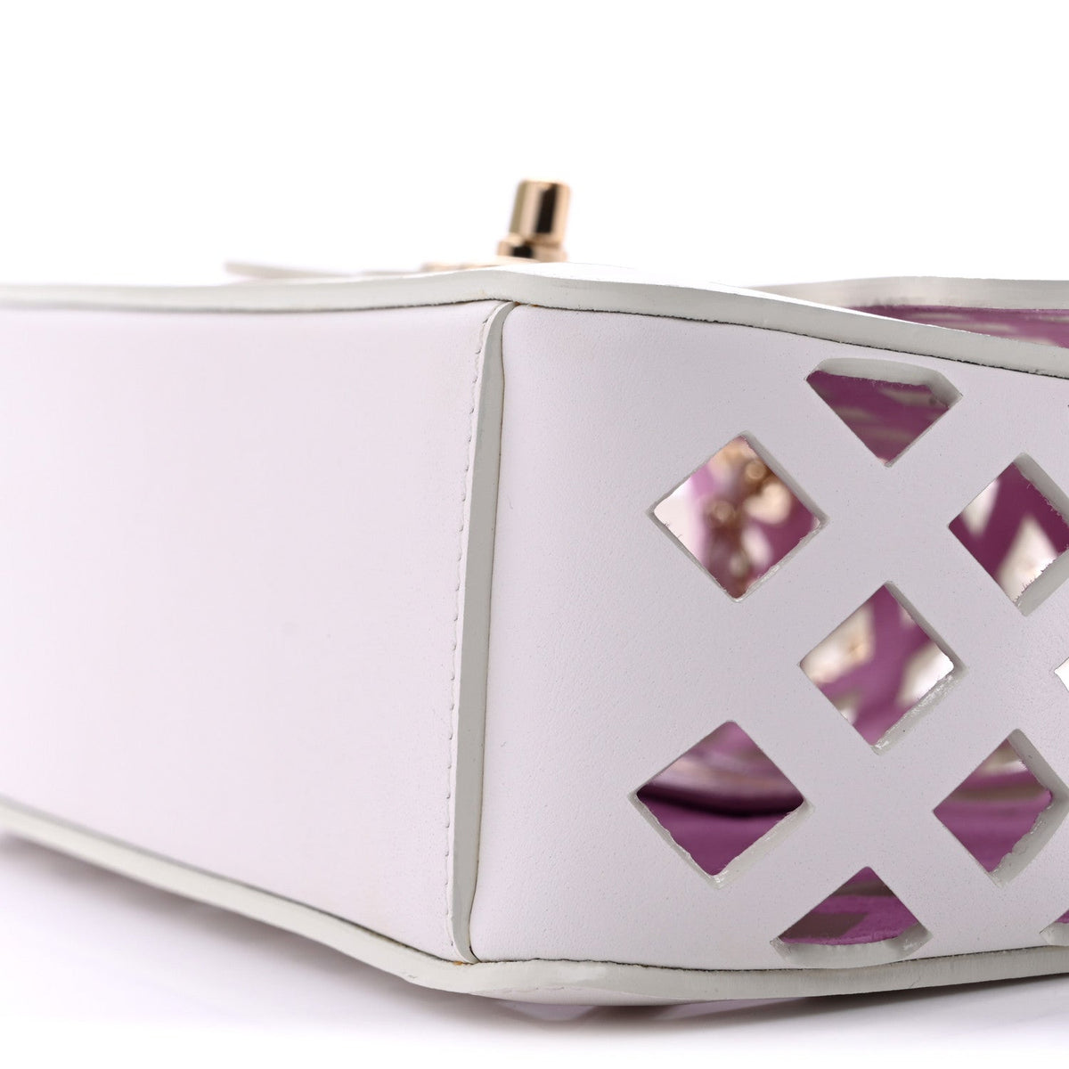 Small Lambskin Flap Shoulder Bag - White