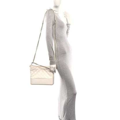 Medium Quilted Goatskin Hobo Bag - White