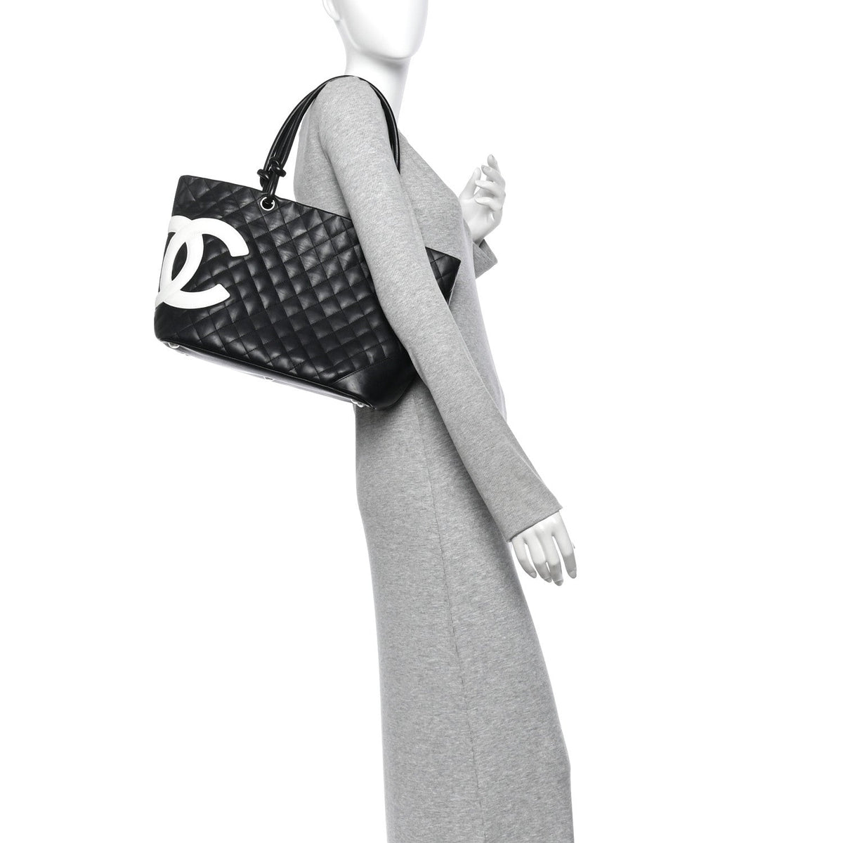 Large Quilted Calfskin Tote Bag - Black
