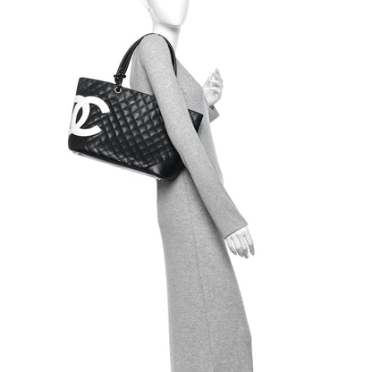 Large Quilted Calfskin Tote Bag - Black