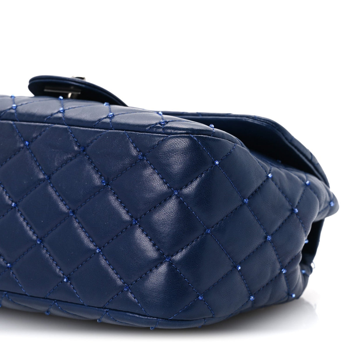 Quilted Lambskin Flap Shoulder Bag - Blue