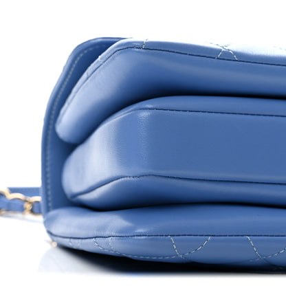 Mini Quilted Lambskin Flap Shoulder Bag - Light Blue