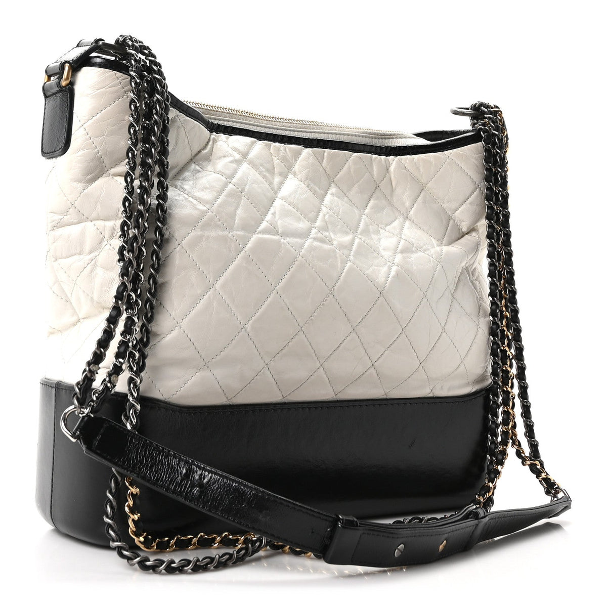 Large Quilted Calfskin Hobo Bag - White