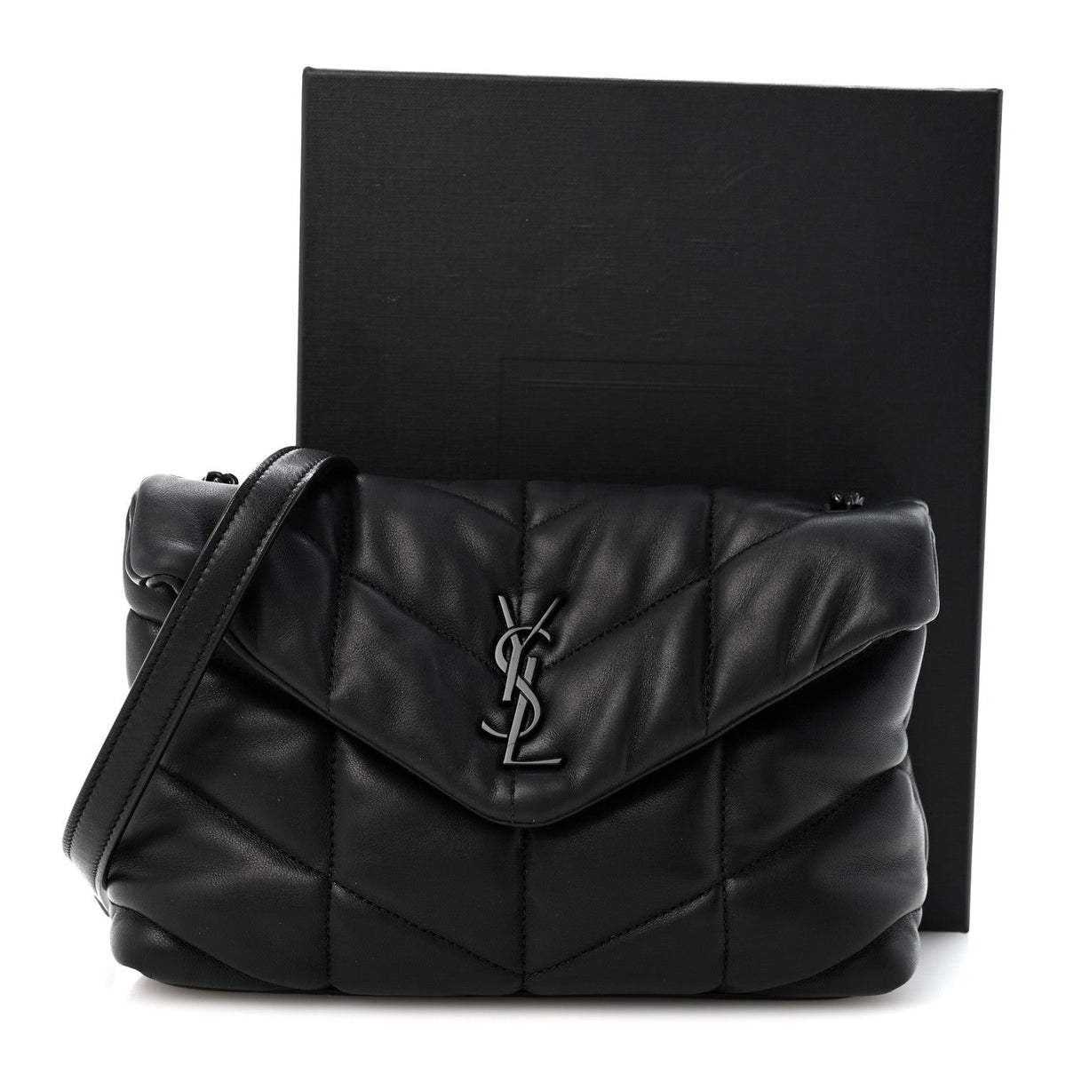 Quilted Lambskin Satchel Bag - Black
