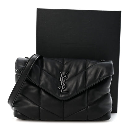 Quilted Lambskin Satchel Bag - Black