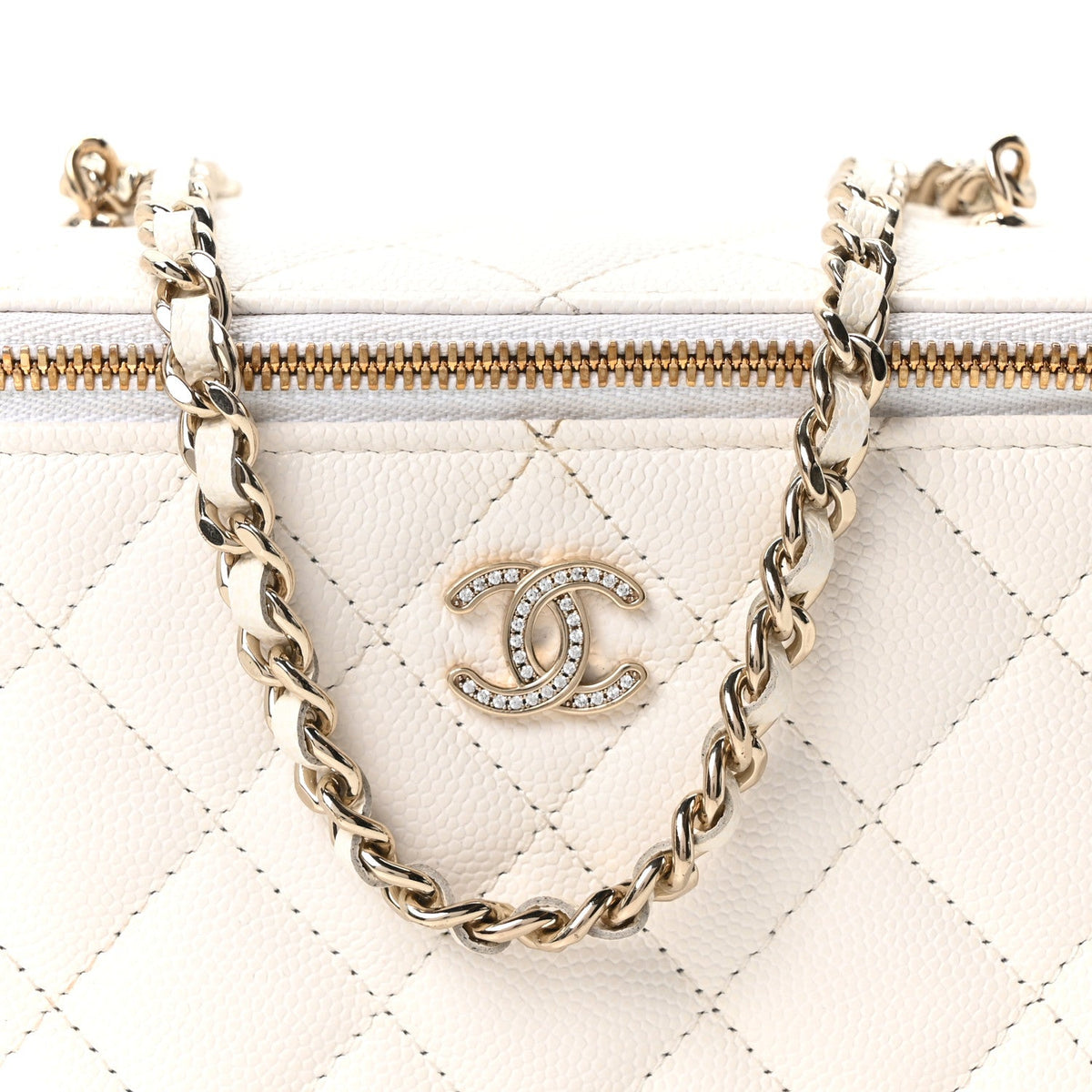 Quilted Caviar Handbag - White