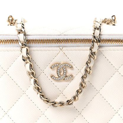 Quilted Caviar Handbag - White