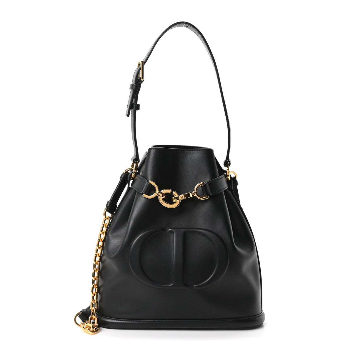 Medium Calfskin Bucket Bag - Black