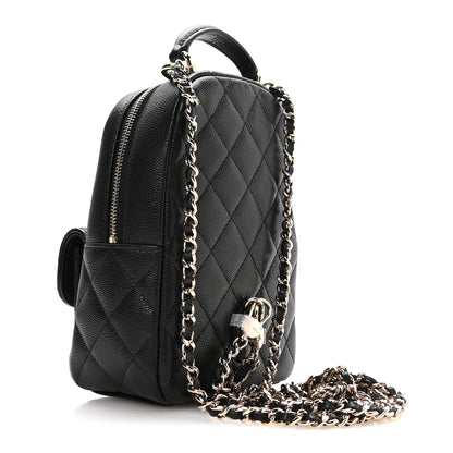 Mini Quilted Caviar Backpack - Black