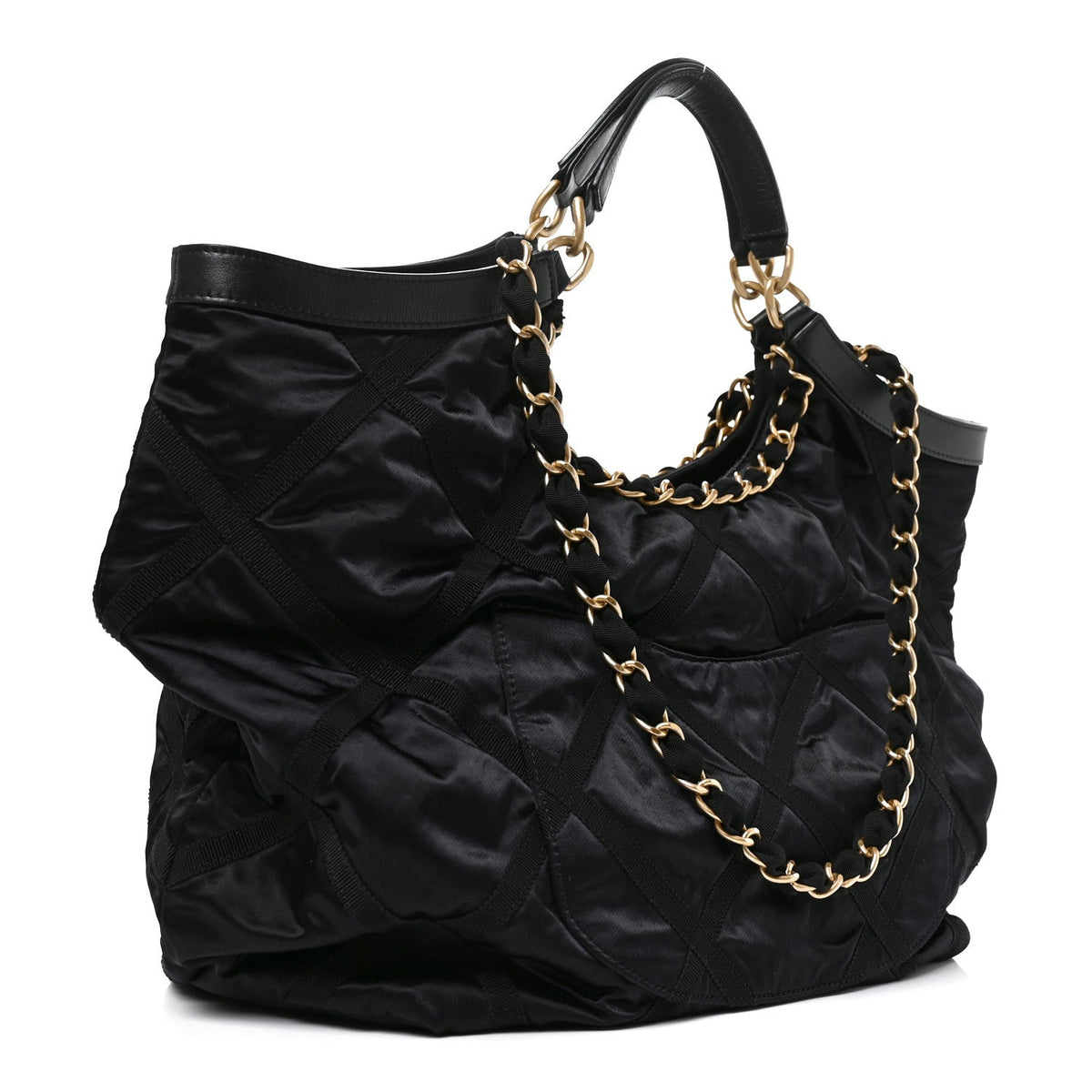 Quilted Nylon Tote Bag - Black