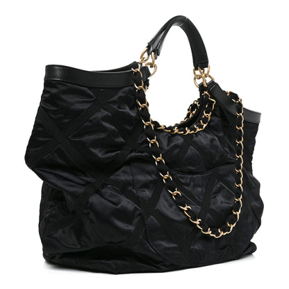 Quilted Nylon Tote Bag - Black