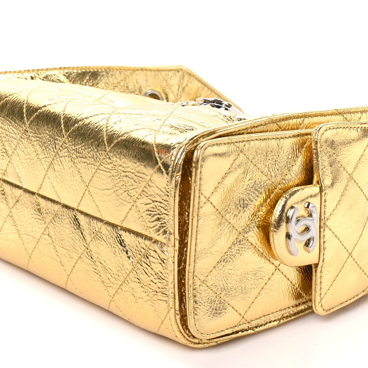Mini Quilted Calfskin Handbag - Gold