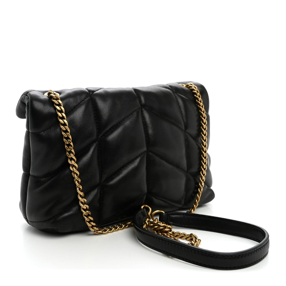 Quilted Lambskin Satchel Bag - Black