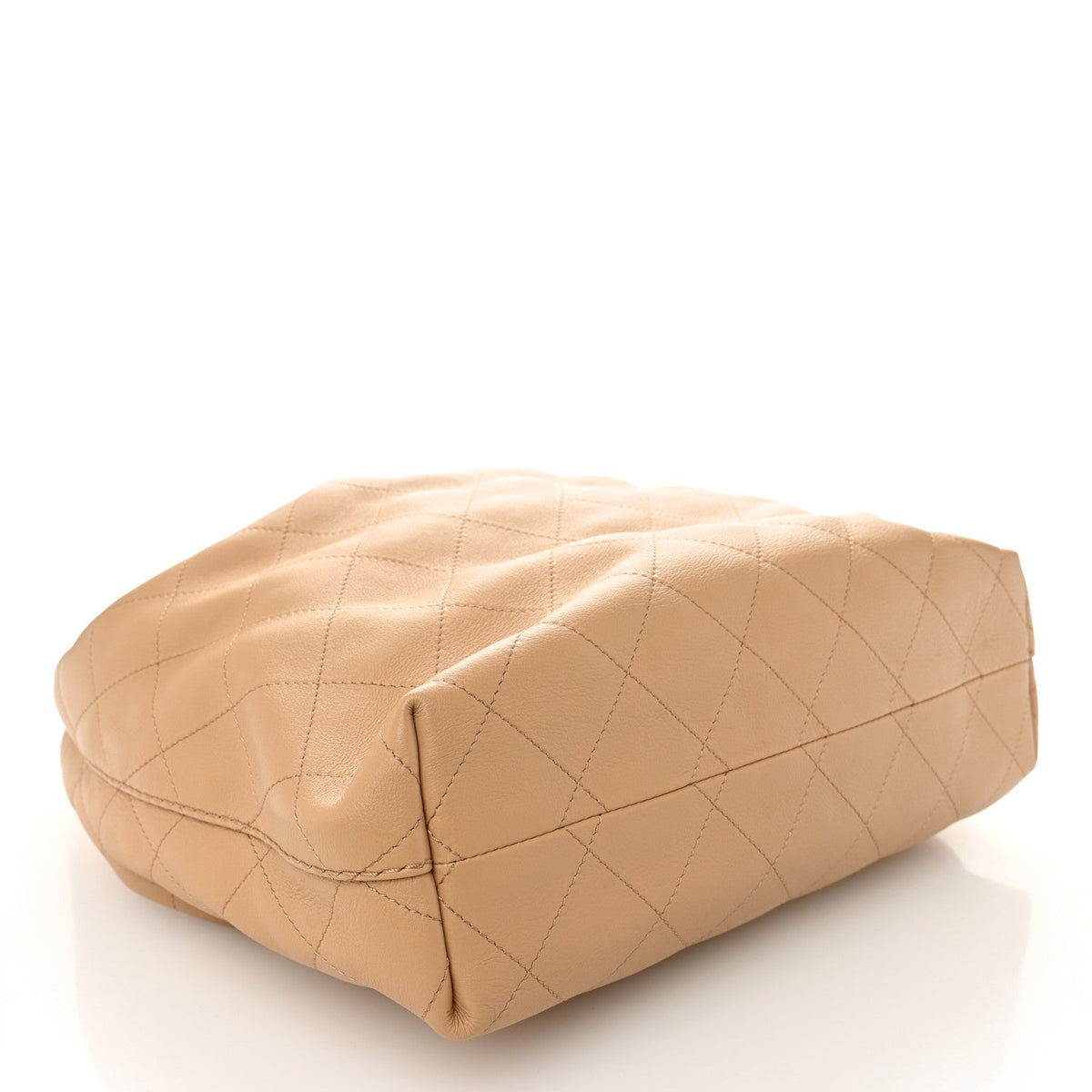 Small Quilted Calfskin Hobo Bag - Beige