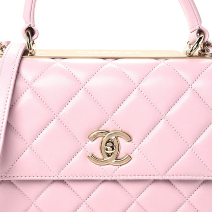 Small Quilted Lambskin Flap Shoulder Bag - Pink