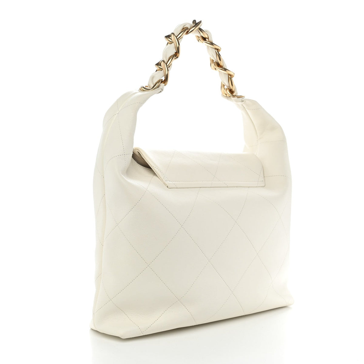 Small Quilted Calfskin Hobo Bag - White
