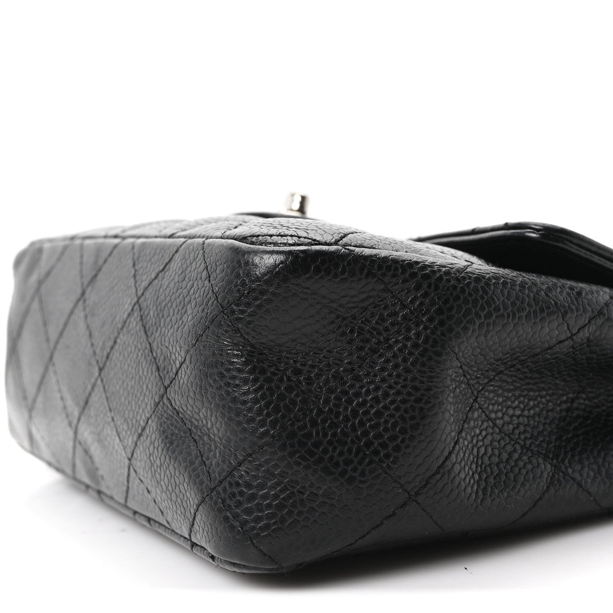 Mini Quilted Caviar Flap Shoulder Bag - Black