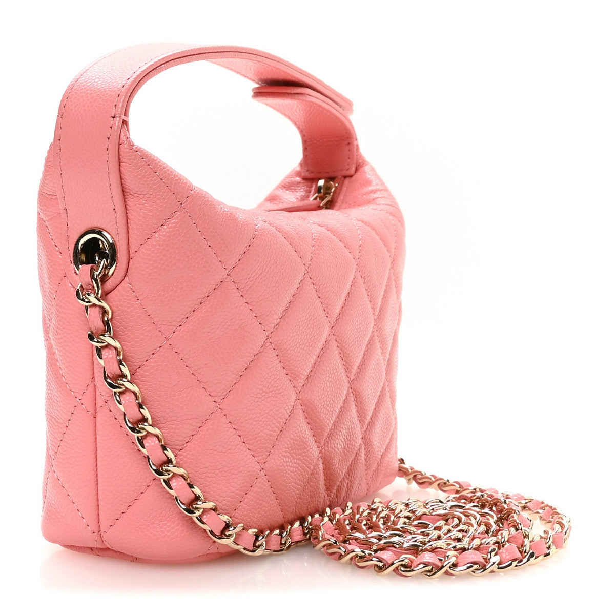 Quilted Caviar Hobo Bag - Pink