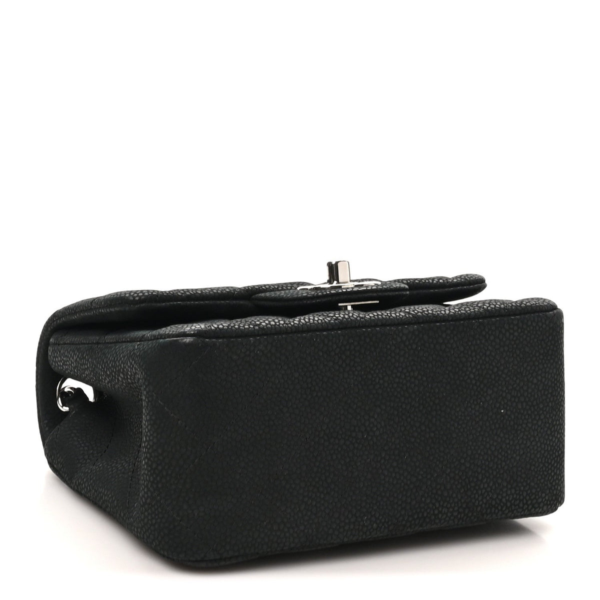 Mini Quilted Caviar Flap Shoulder Bag - Black