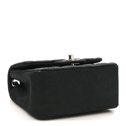 Mini Quilted Caviar Flap Shoulder Bag - Black